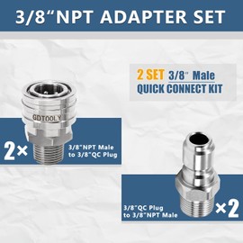 Pressure Washer Quick Connect Kit, 3/8 Inch Pressure Washer Fittings, Stainless Steel Adapter Set, 4 Pieces Male Thread