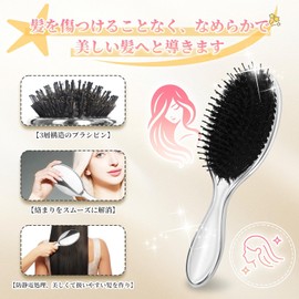 Hair Brush, 3-Layer Construction, Soft Brush Pin, Scalp Massage, Ion Care Brush, Prevents Splints, Smooth, Smooth, Anti-Static Hair Brush, Detangle, Quick Dry Design, Wet & Dry Use, Smooth Hair Scalp