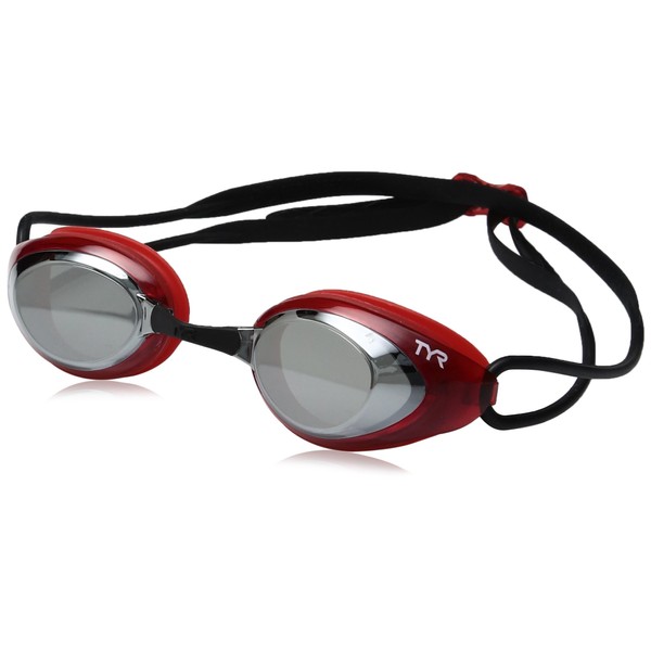 TYR Blackhawk Racing Mirrored Googles, Silver/Red/Black, One Size