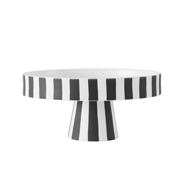 OYOY Living Toppu Litab1101044-101 Decorative Bowl Round Ceramic Striped Black White 20 x 9 cm