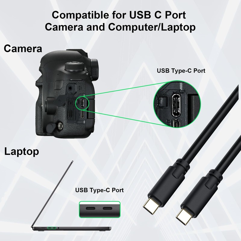 COOYA Camera Tethering Cable USB C to USB C 5Gbps