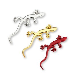 Gecko Sticker Car 3D Car Supplies Customized Custom Exterior Metallic Design Easy Curved Metal Badge Badge Sticker Car Decoration Wall Lucky Gecko Decal Decoration Lizard Silver Seal Cool Animal