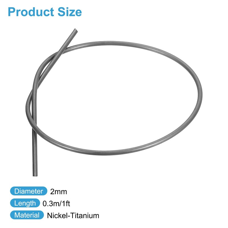 sourcing map 1 Feet Nitinol Wire, 2mm 40° Super Elastic