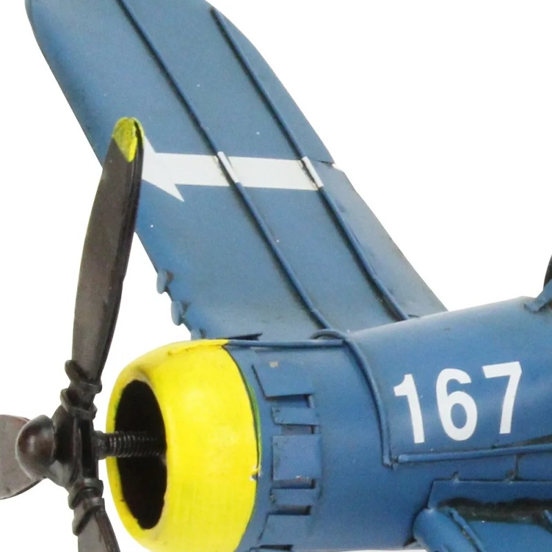 Homeroots 5" Blue and Yellow Metal Hand Painted Model Airplane