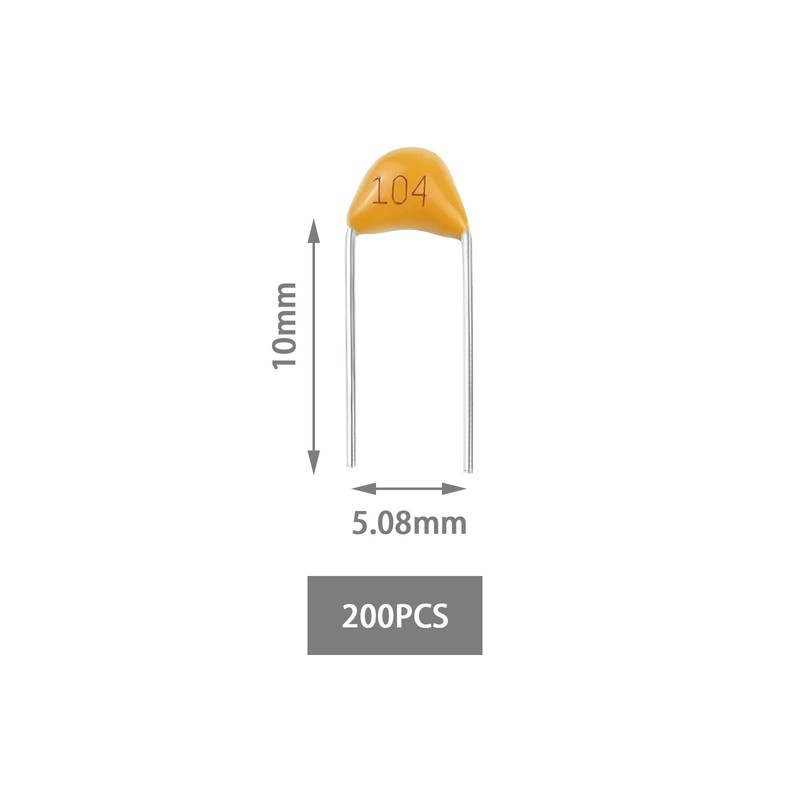 Create idea 200pcs 50V 100nF Ceramic Capacitor Multilayer Monolithic Ceramic