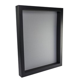 16x20 Shadow Box Frame Black Wood with a 1 3/4" Usable Display Depth Includes a Grey Acid-Free Backing Board, UV Resistant Acrylic, and Hanging Hardware