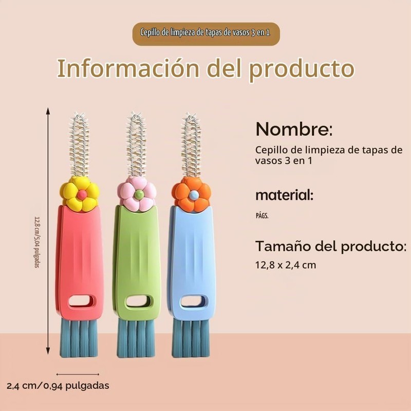 Genérico Cepillo Tapa Taza 3 en 1, el más Nuevo