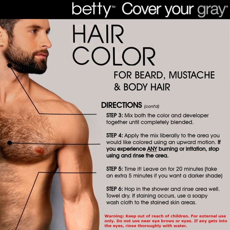 Betty Cover Your Gray Mens Hair Color for Beard, Mustache