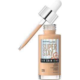 Maybelline Super Stay Up to 24HR Skin Tint, base de maquillaje de cobertura ligera a media radiante, maquillaje con vitamina C, 220, 1 unidad