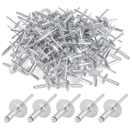 Aluminium Blind Rivets with Large Head, Flange Pop Rivets 4.8 x 20 mm (16 mm Head), Silver Rivets for Vehicles, Furniture, Mechanical Equipment (Pack of 100)