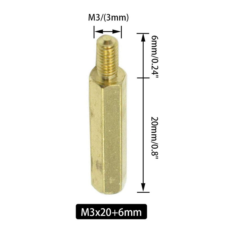 Hxchen M3 x 20mm + 6mm Male to Female Thread
