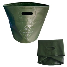 TAVARUA 3054/3055 OLIVE Portable Bucket, 9.8 gal (38 L), Waterproof, Popular, Foldable, Surfing, Camping, Fishing, Diving, Outdoors, Large Capacity, Wet Back, Freestanding, M