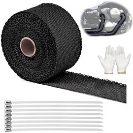 FACETHALO Heat Resistant Cloth, Thermo Bandage, 16.4 ft x 2.0 inches (5 m x 5 cm), Heat Resistant, 3,622°F (1600°C), Bike Exhaust Pipe Insulation Tape, Muffler Cover, Prevents Burns, Noise Reducing
