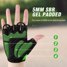 HTZPLOO Bike Gloves - Cycling & Biking Gloves for Men & Women, Anti-Slip, Shock-Absorbing, Light Weight, Nice Fit, Half Finger (Fruit Green, Large)