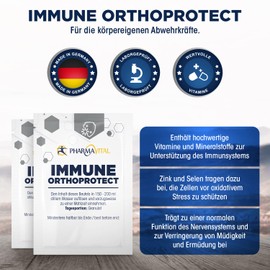 PharmaVital Immune Orthoprotect Mikronährstoffe zur Stärkung des Immunsystems, hochdosierte Nahrungsergänzung mit Vitaminen, Mineralstoffen, Pflanzenstoffen für den Energiestoffwechsel, 30 Beutel