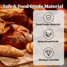 Lesibag 100Pcs 11"x 14" Bottom Gusset Bread Loaf Bags with Ties, Clear Printed Cello Cellophane Bags for Homemade Bread or Bakery