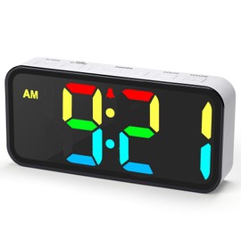 Digital Alarm Clock with Colour Changing Display, 13 Display Modes, 3 Alarm Volumes, USB-C Charging Port (BLACK)