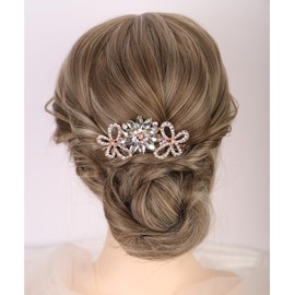 Aimimier Dainty Flower Butterfly Rhinestone Hair Side Combs Sparkly Crystal Long Teeth Comb Wedding Bridal Hair Accessories for Women (Clear)