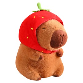 SHINUOER Capybara Plush Cute Capybara Animal Kawaii Plush with Strawberry Hat Capybara Gifts Cute Plush Pillow Birthday for Boys Girls 9 Inch