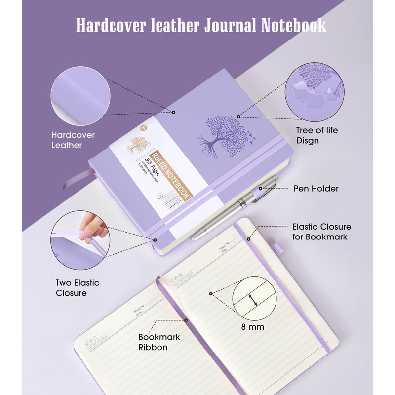 Lined Journal Notebook -365 Pages A5 Thick Journals for Writing