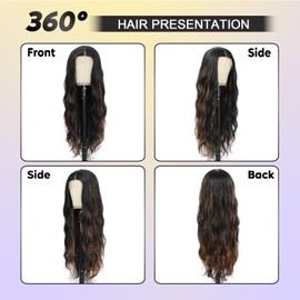 1B/30A Synthetic Lace Front Wig 28 Inch Long Wavy Natural Wave Wigs 13×4×1 Pre Plucked Glueless Wig Synthetic Hair for Women Loose Body Wave With Natural Hairline Heat Resistant Synthetic Wavy Wig