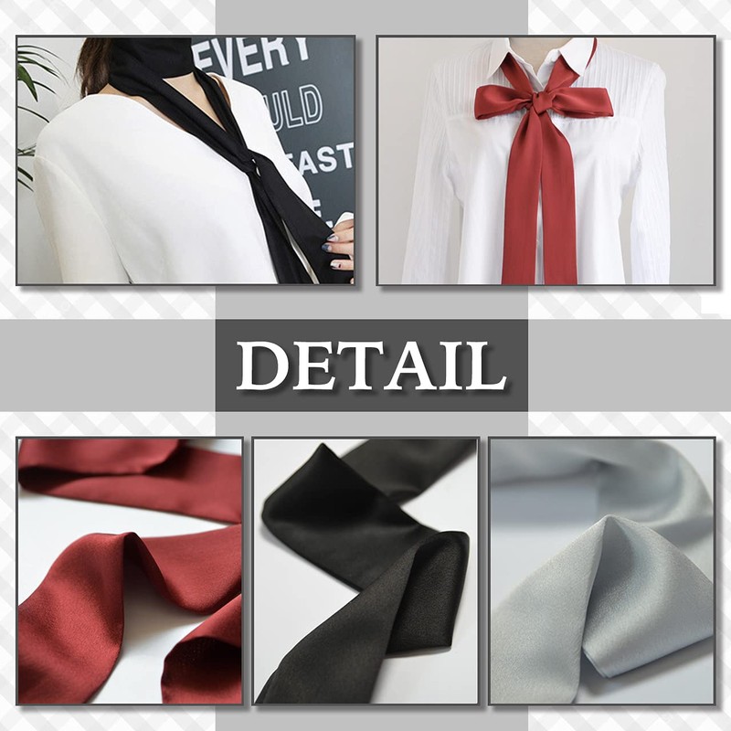 CHROME CRANE NR003 Women's Satin Stole Scarf, Stylish, Ribbon Tie