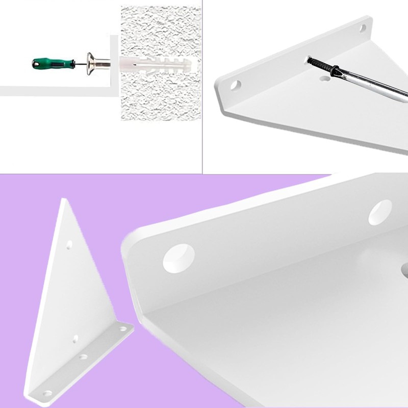 Molyorch 4 Pieces Shelf Brackets Invisible Shelf Support Triangle Shelf