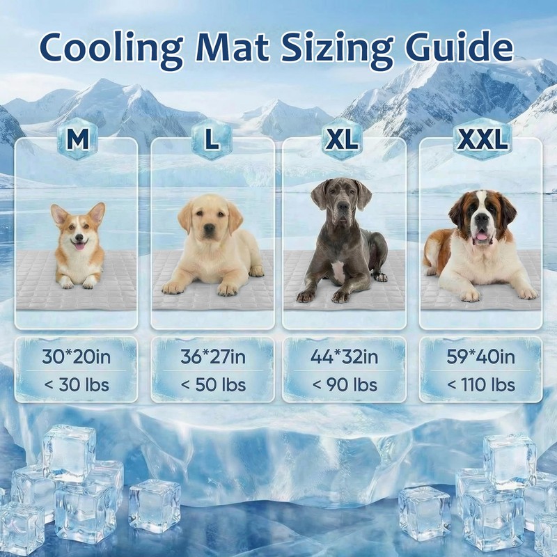 FunFurry Cooling Mat for Dogs，44"X32" Extra Large Pet Pad，Q-Max>0.5 Rapid