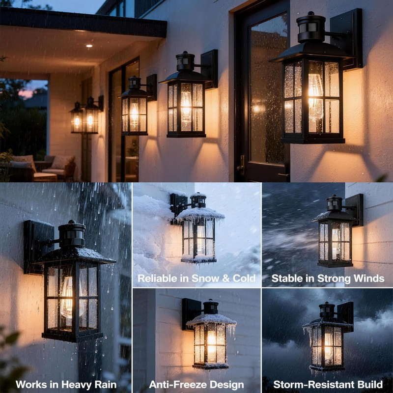 Superyofo 15inch Large Outdoor Wall Lights,Modern Black Exterior Wall Light