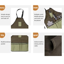 NIhtian Oxford Cloth Garden Apron Thickening Garden Tools Belt Multifunction Waterproof Wear resistant for Women Men (Green)