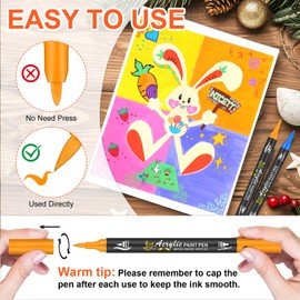 NICETY 128 Acrylic Paint Markers, Dual Tip Brush Paint Pens for Rock Painting, Wood, Glass, Stone, Canvas, Ceramic, Fabric - Fine & Brush Tip Water Based Acrylic Markers Pens