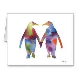 DJ Rogers Fine Art Penguin Love - Set of 10 Animal Note Cards With Envelopes