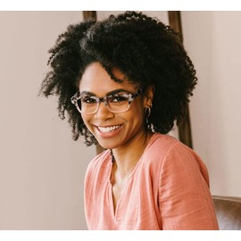 Peepers by PeeperSpecs Women's Layover Square Blue Light Blocking Reading Glasses, Gray Tortoise/Pink, 49 + 2