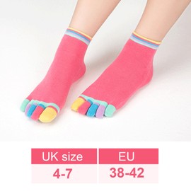 UILYNIU 5 Pairs Women Pilates Five Finger Toe Yoga Sport Cotton Liner Ankle Socks,Womens Toe Socks Ladies Five Finger Running Socks,Athletic Running,UK size 4-7, EU 38-42 (Cotton, 5 Pairs)