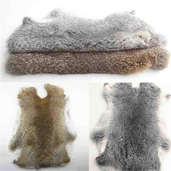 2xNatural Tanned Gray Rabbit Fur Hide -10" by 12" Rabbit