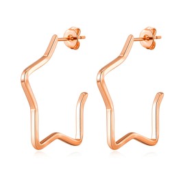 Philip Jones Rose Gold Plated Star Hoop Earrings