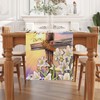 Linen He is Risen Easter Table Runner 72 Inches Long