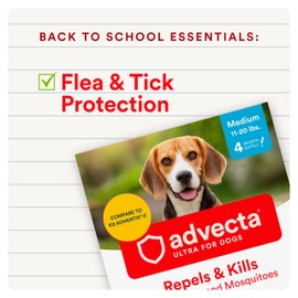 Advecta Ultra Flea And Tick Prevention For Dogs - Dog and Puppy Treatment and Control - Mosquito Repellent - Medium, Fast Acting Waterproof Topical Drops, 4 Month Supply