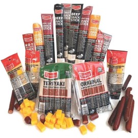 Jerky.com Meat & Cheese Sticks Sampler | 26pc Meat Sticks Variety Pack with Beef Sticks, Pork, Turkey, Ham & Cheese | High Protein, Gluten-Free, Low Carb Meat Sticks individually wrapped | Beef jerky Gift for Men
