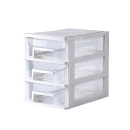 Healvian 3-layer Drawer Organizer Plastic Makeup Storage Box Desktop Storage Box Foldable Stackable