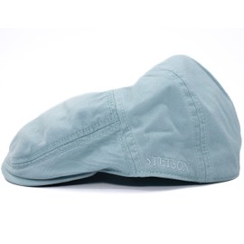 Stetson Paradise Cotton Men's Peaked Cap - Flat Cap with UV Protection 40+ - Men's Cotton Hat - Flat Cap Sizes S-XXL - Flat Cap Summer / Winter, Light blue