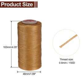 uxcell Flat Leather Sewing Waxed Thread, 270m / 295 Yards Polyester Wax String, 150D Wax Stitching Cord for Leather Crafts, Bookbinding, Bracelets Braided, Light Brown