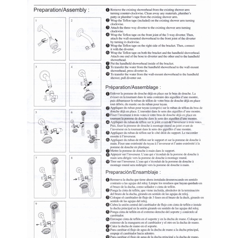 Seasons 534892 Fixed & Handheld Showerhead Design Combo w solid