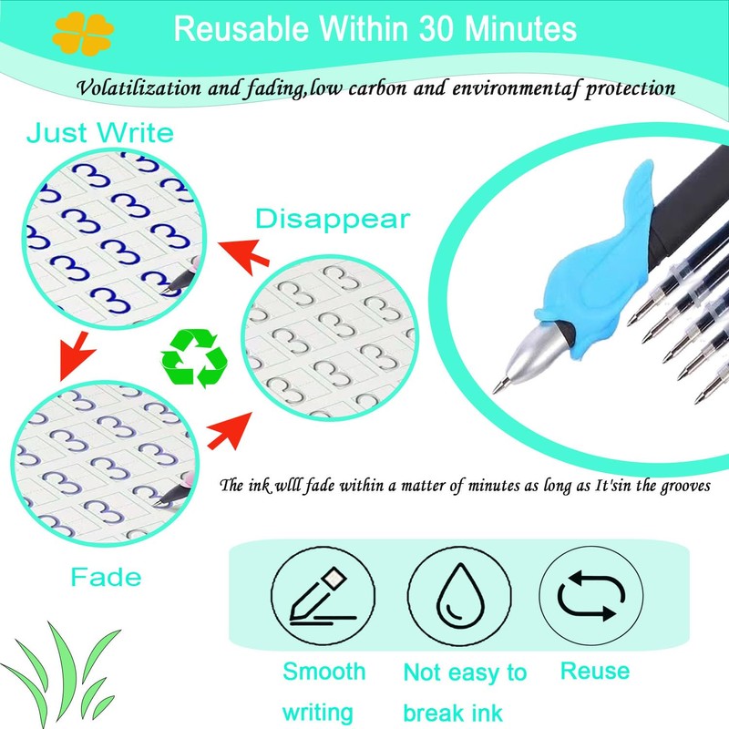 Grooved Book Magic Pens,Disappearing Ink Pen for Grooved Writing Books