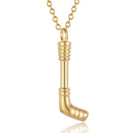 Hockey Stick Cremation Jewelry for Ashes Pendant Urns Sports Lovers Keepsake Jewelry Stainless Steel Memorial Necklace Funeral Remains Locket for Women Men Keepsake Gift, Metal