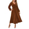 ZESICA Women's Velvet Midi Dress Casual V Neck Long Sleeve