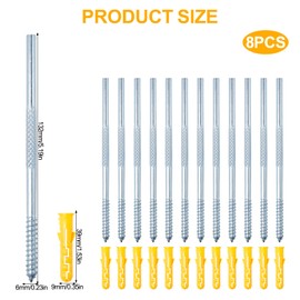 Keboyoe Pack of 12 Shelf Brackets Invisible Round 6 x 130 mm Shelf Support Invisible Floating Shelf Bracket Invisible for Wall Mounting Wall Shelves Floating Boards