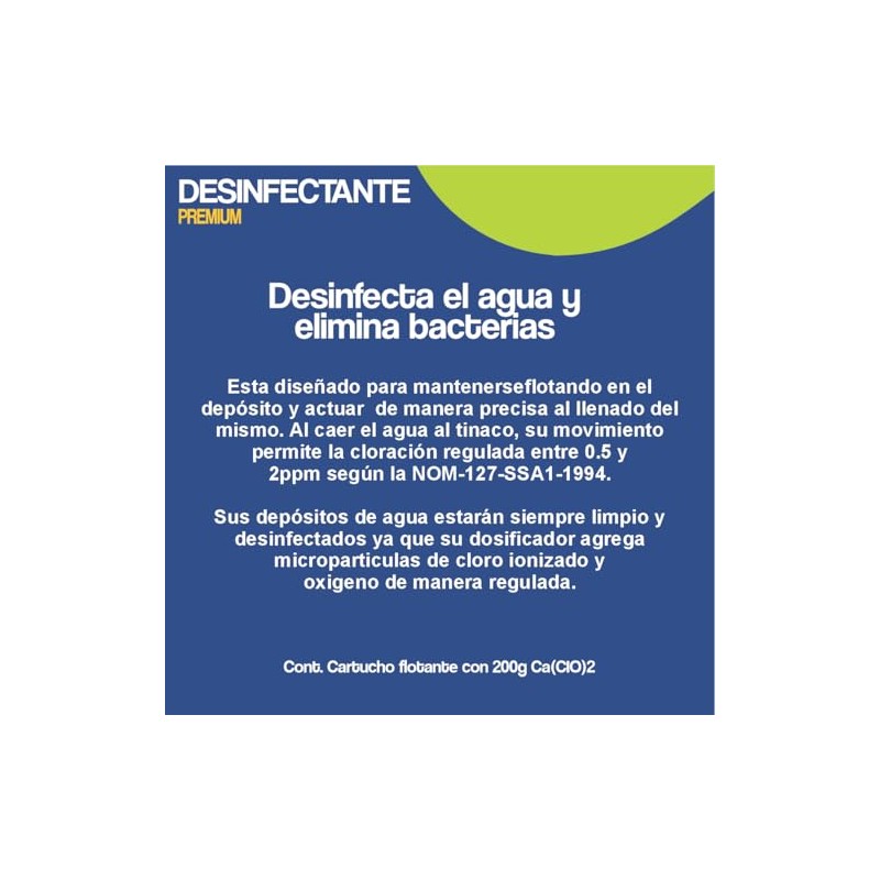 Clorador Premium para Tinacos y Cisternas 400 a 2000 litros,