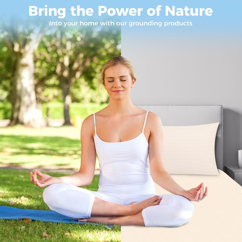 VigorVortex Grounding Bed Sheet Grounding Mat 90% Organic Cotton and