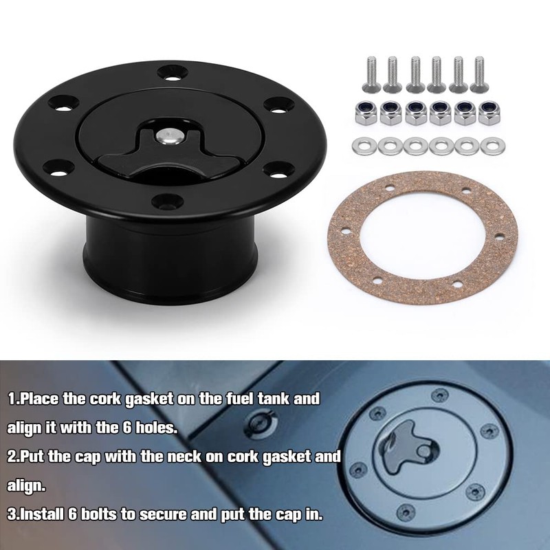 PQY Billet Aluminum Aircraft Style Fuel Cell Gas Cap With